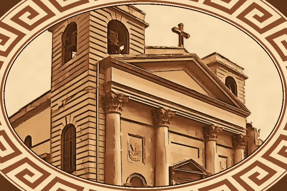 Neoclassical façade of the Cattolica dei Greci in Reggio Calabria featuring the decorated dome and bronze-gilt portal by Giuseppe Niglia.