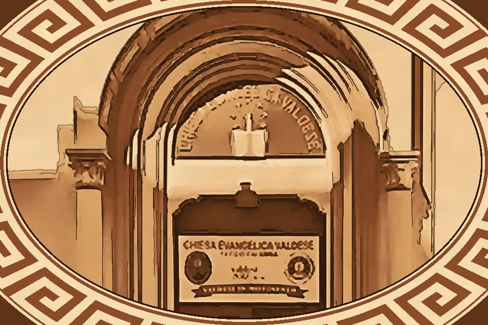 Facade of the Waldensian Church Reggio Calabria, showcasing its elegant architecture and serene surroundings.