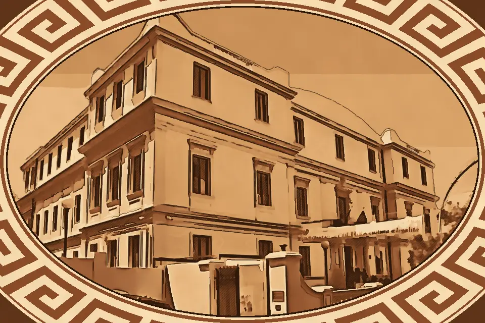 Exterior view of Palazzo della Cultura Pasquino Crupi in Reggio Calabria, featuring modern artworks, historical books, sacred art, and a luminous gallery space.