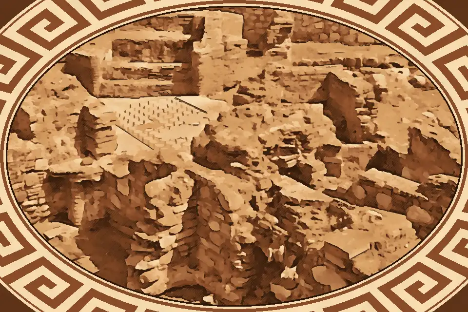 Roman Baths archaeological site in Reggio Calabria showing ancient mosaic floors and remains of tepidarium, calidarium, and cold bath.