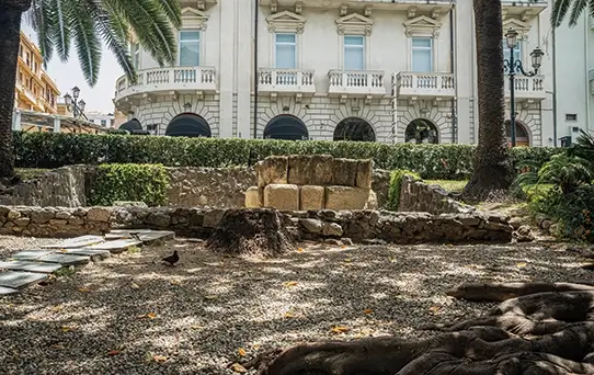 Hellenistic Tomb Seafront Reggio Calabria stone chamber displayed along the city’s seafront.